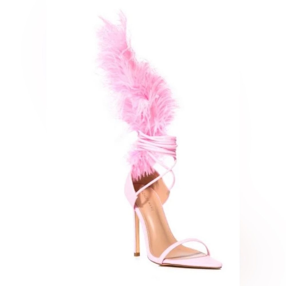 FEATHER SANDAL IN PINK